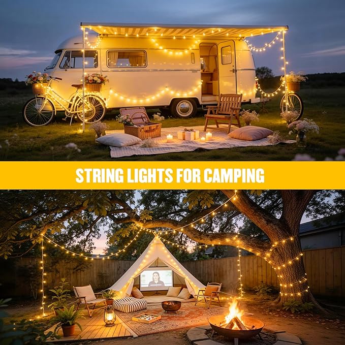 JMEXSUSS 4 Pack 50 LED Battery Operated String Lights Warm White, Each 16.5ft Battery Outdoor Lights with Timer Waterproof, 8 Modes Christmas String Light Indoor for Bedroom Classroom Xmas Decor