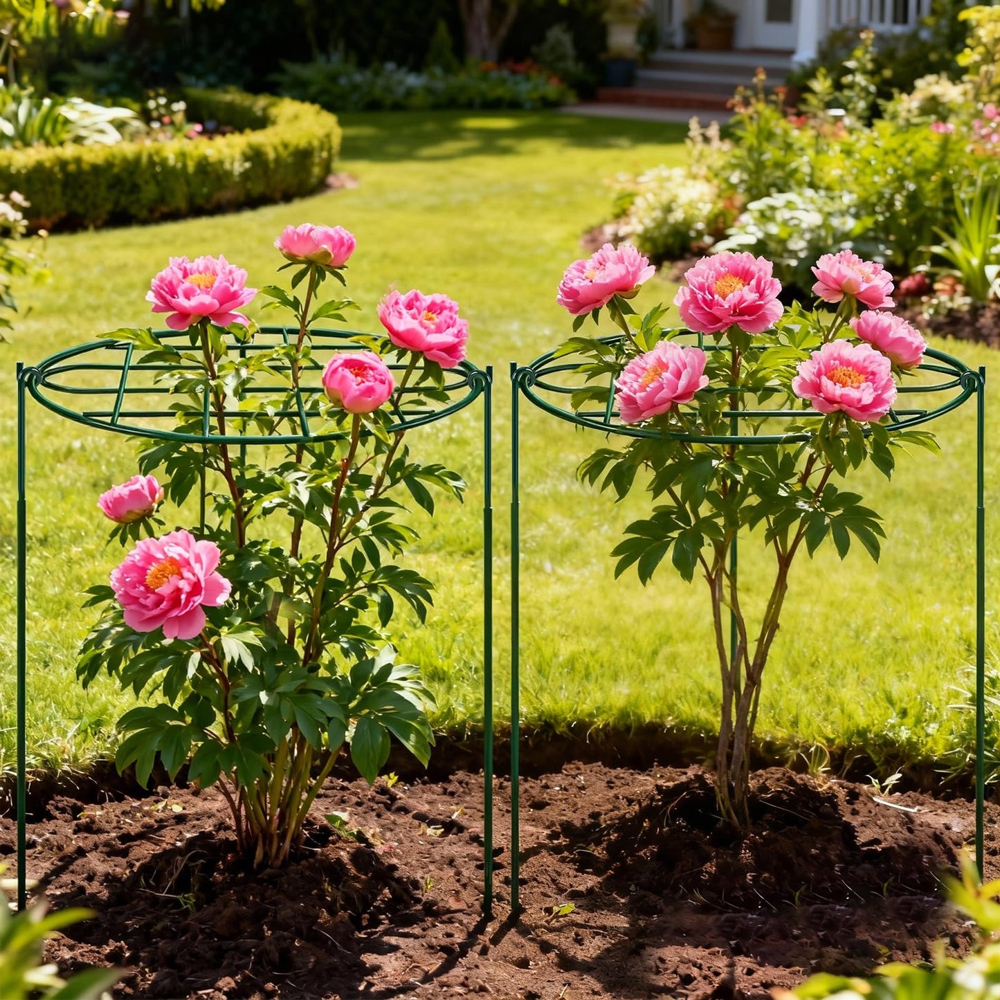 4 Pack 24 x 30 inch Peony Cages and Supports,Metal Grow Through Plant Supports for Outdoor Plants,Flowers Support Rings Top-Heavy Plant Brace Support Hoop for Vegetables,Rose,Tomato,Orchids