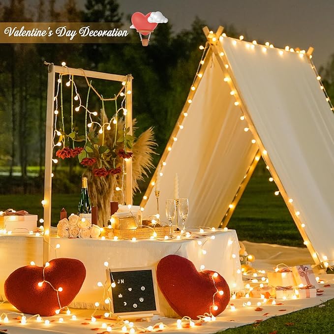 100ft Globe String Lights Indoor Outdoor Waterproof, 200 LED Christmas fairy Lights Plug in with Remote, Connectable Hanging Lights for Bedroom Classroom Camping Patio Wedding Garden Decor, Warm White