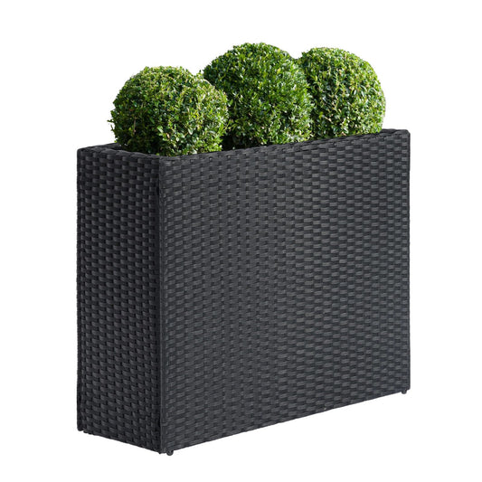 SUNNYPARK Tall Rectangular Planter with Removable Liner, All-Weather PE Rattan Large Modern Planters Indoor Outdoor Flower Plant Pots Garden Box Patio Yard Front Porch Deck