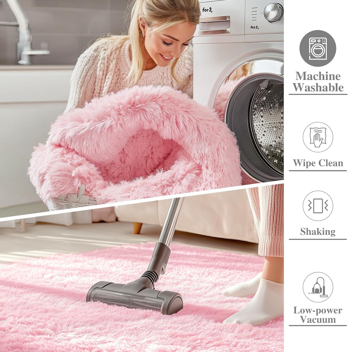 OLANLY Large Area Rug - Soft Fluffy Shaggy Carpet for Living Room & Bedroom | 5x8, Pink