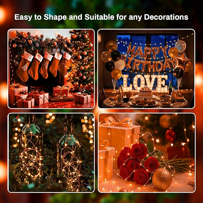 ZGWJ 6 Pack Fairy Lights Battery Operated with Remote, 7ft 20 LED Mini Fairy String Lights with Timer 8 Lighting Modes Waterproof for Halloween Christmas Tree DIY, Parties, Bedroom Decorations Orange