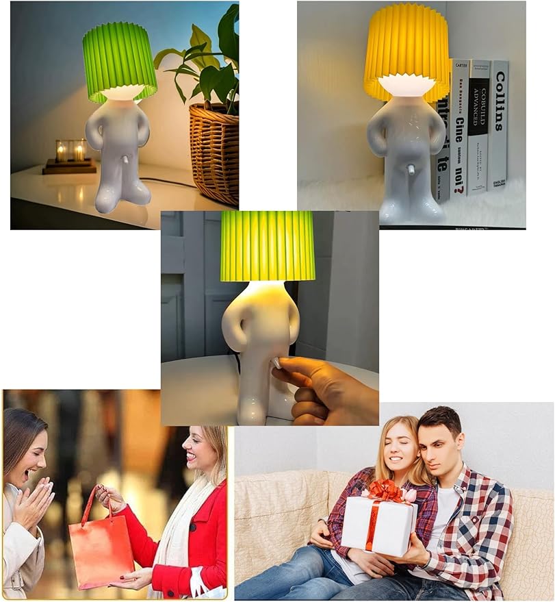 Bedside Night Light, shy man lamp，Mothers Day Gifts for Mom Wife,Birthday Christmas Gifts for Men Women Boyfriend Girlfriend, Funny Anniversary Gag Gifts, White Elephant Easter Gifts for Adults
