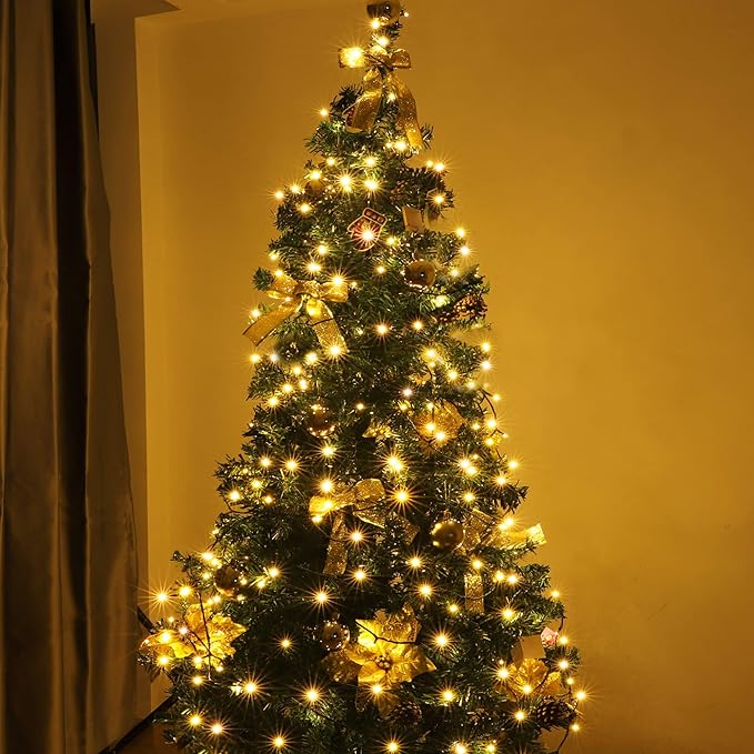 PMS 100-1000 LED Christmas Lights, Low Voltage Fairy String Lights with 8 Modes, Ideal for Xmax Tree, Garden, Home, Party, Halloween Festival Deco (Warm White, 300 LEDs)