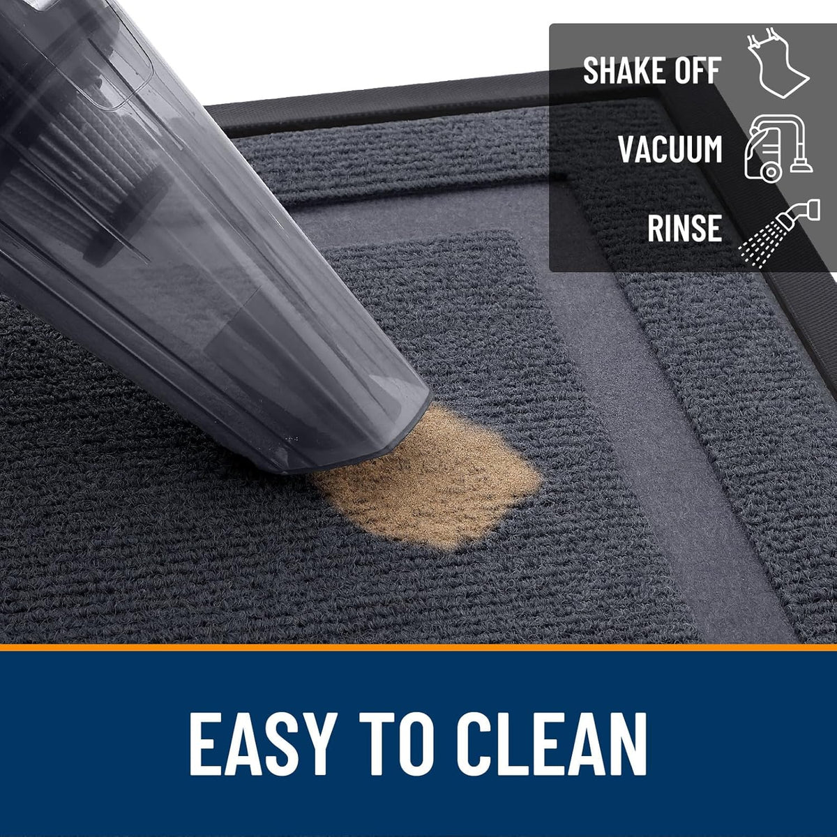 OLANLY Waterproof Front Door Mat - All-Season, Sturdy Natural Rubber, Easy Clean | 47x23, Light Grey