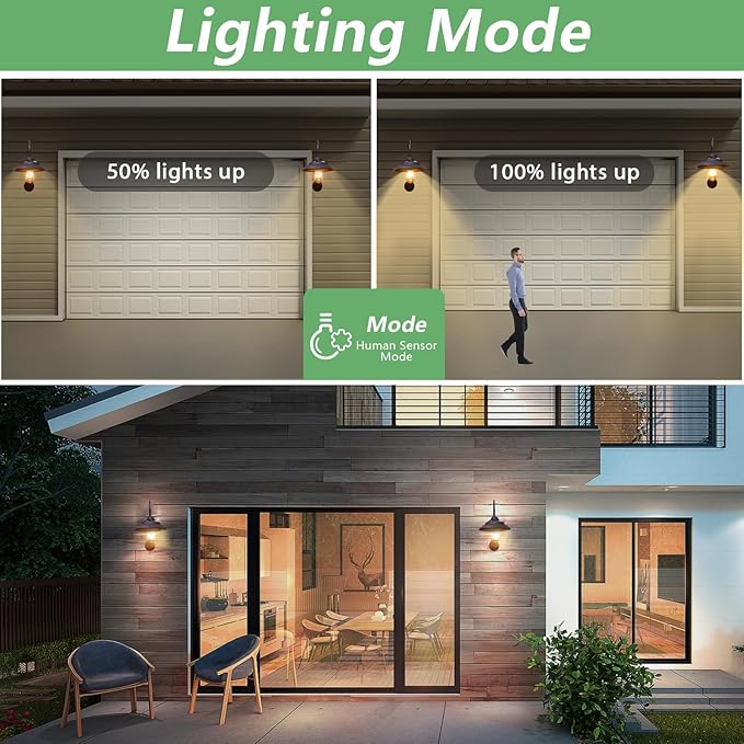 Solar Lights Outdoor Waterproof - with Motion Sensor Solar Barn Lights Outdoor Wireless LED Sconce Light for Patio Yard Garage Chicken Coop & Shed Farmhouse（Black 2P）