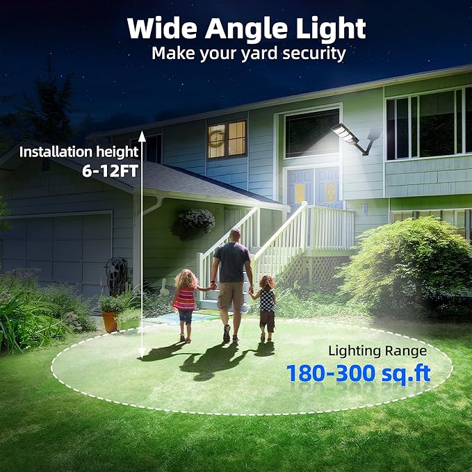 Solar Street Lights Outdoor 2 Pack, 6500K Solar Lights Outdoor Waterproof with Motion Sensor, Lamparas Luces Solares para Exteriores Dusk to Dawn Commercial Lighting for Yard Path