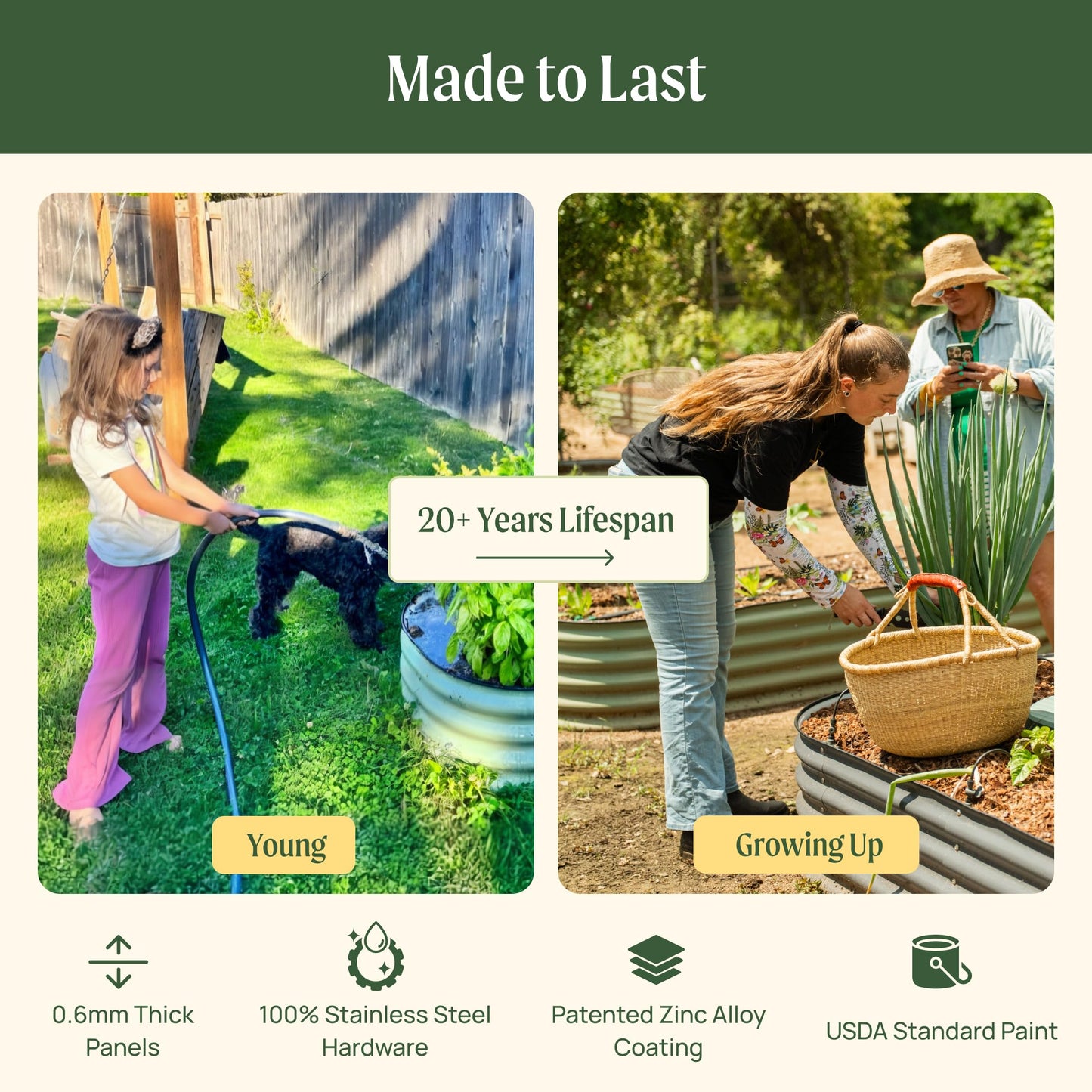 Vego garden Raised Garden Bed Kit, 17" Tall 10 in 1 Jumbo Modular Metal Planter Box for Vegetables, Flowers, Herbs, Terra Cotta