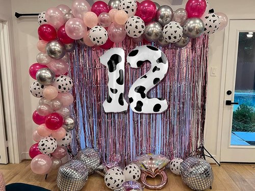 Farm Birthday Decorations - Skiennix 40-Inch Cow Print Number Balloon 0 - Perfect for Girls' Parties