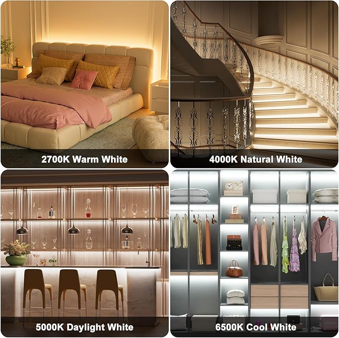 PAUTIX COB LED Strip Lights 2700K-6500K CCT Tunable White 24ft UL-Listed Dotless LED Lights Super Bright Dimmable 24V LED Tape Light with APP/RF Remote Control,Under Cabinets Bedroom Kitchen Lighting