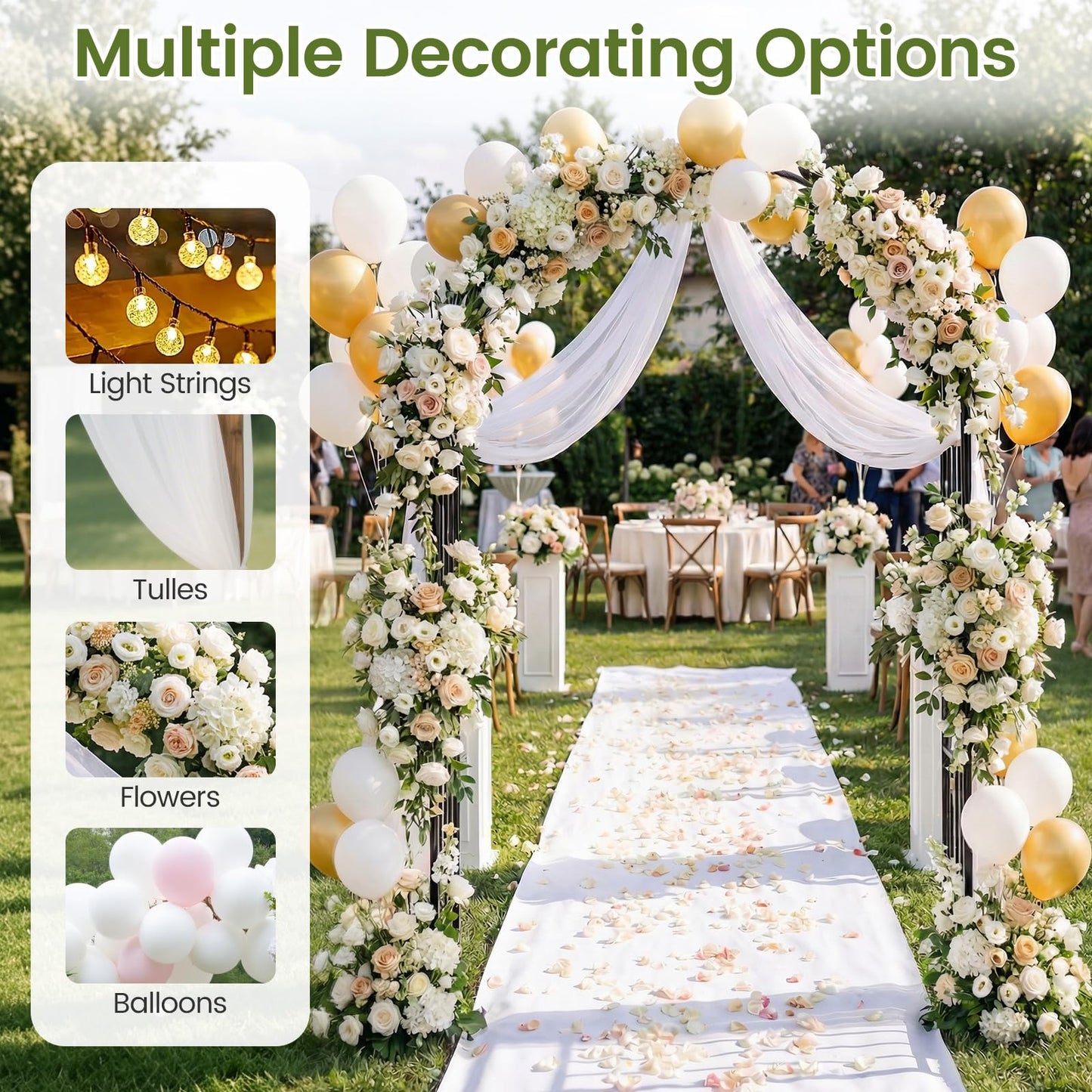Giantex Garden Arch Outdoor Metal Arbor Trellis, 86'' Heavy Duty Steel Pergola Arch with Ground Stakes for Climbing Plants, Wedding, Party & Backyard Decoration (1 Pack)