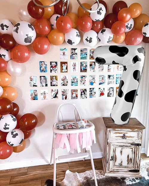 Farm Birthday Decorations - Skiennix 40-Inch Cow Print Number Balloon 0 - Perfect for Girls' Parties