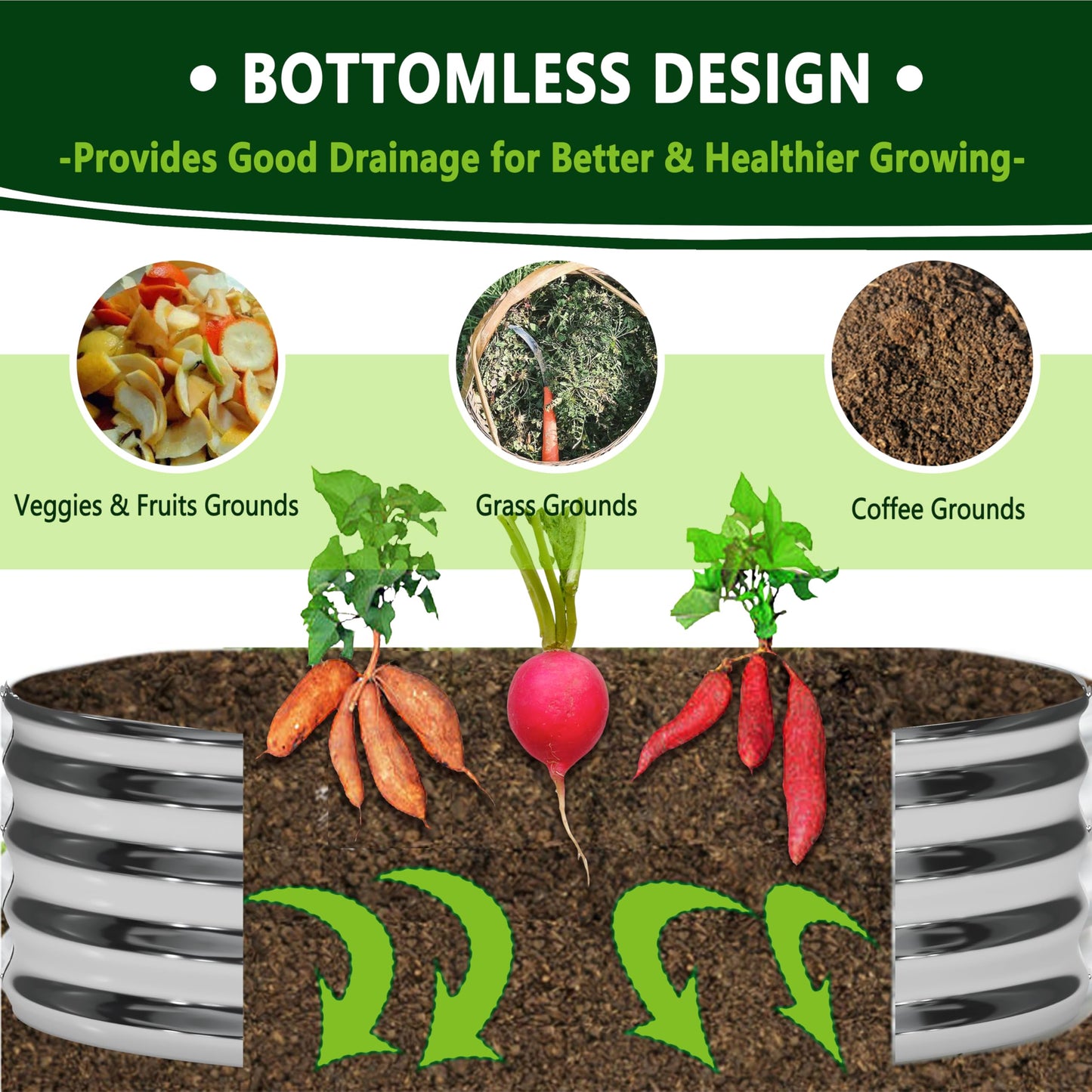 DIIYIV 3Pack 2x2x1ft Galvanized Raised Garden Bed, Planter Raised Garden Beds Outdoor, Round Clearance Raised Garden Beds for Gardening Vegetables