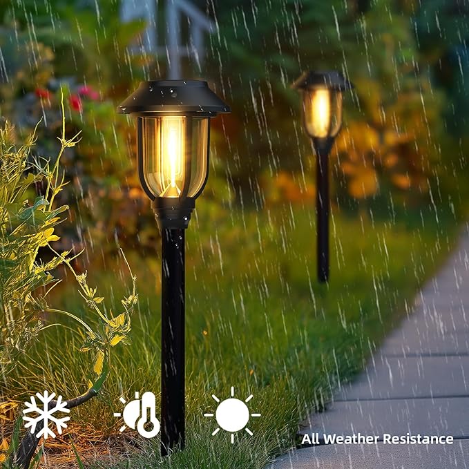 Solar Pathway Lights Outdoor,12 Pack Solar Lights Outdoor Waterproof, Warm White Auto On/Off LED Solar Powered, Garden Landscape Lighting for Yard Walkway Driveway Path Decorative