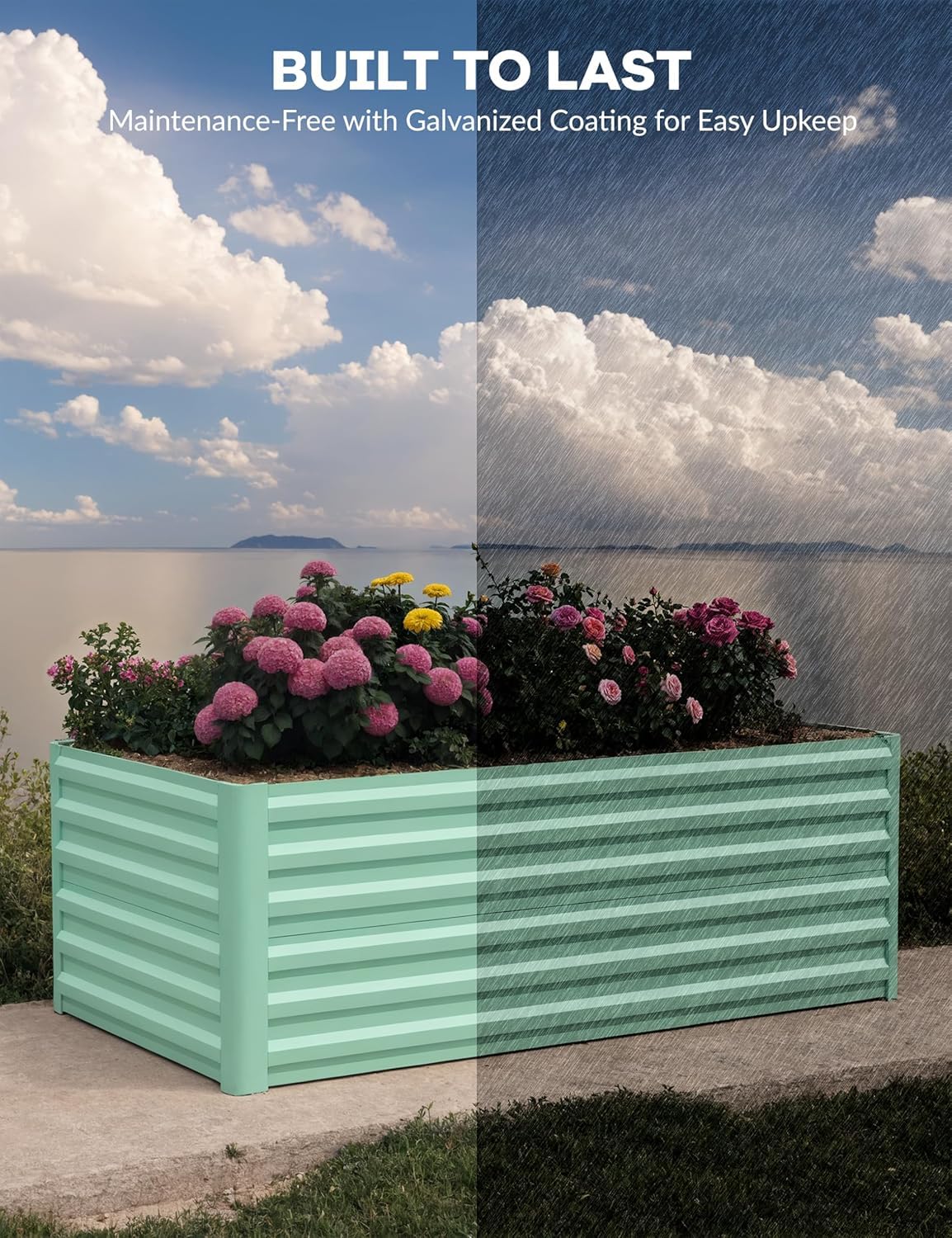 Garvee 8x4x2ft Galvanized Raised Garden Bed Outdoor,Rust-Resistant Raised Garden Beds for Gardening, Easy Assembly Outdoor Garden Box & Planters, Green