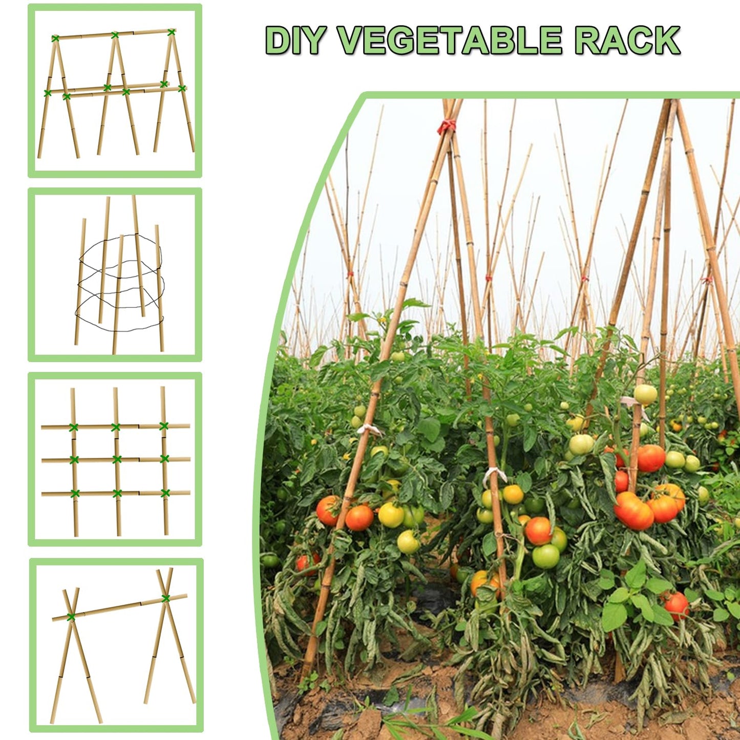 PFNRTH Bamboo Plant Stakes – 25pcs 4FT Natural Bamboo Garden Stakes for Tomatoes, Peppers, Beans, Indoor & Outdoor Plants, Sturdy Plant Support for Seedlings & Potted Plants
