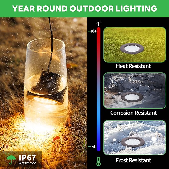 Landscape Well Lights, LED Low Voltage Ground Lights Outdoor, 12V IP67 Waterproof, Bright Wired Aluminum ORB for Driveway Walkway Path Tree 6W 580LM