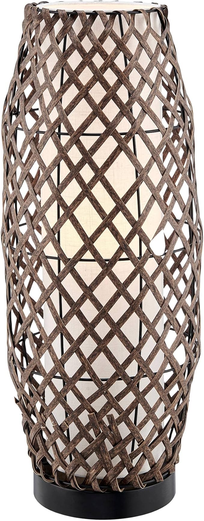 Lite Source Baran Black Rattan Battery Powered Outdoor Rated LED Cordless Table Lamp