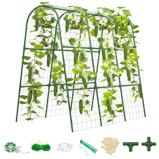TOCCYARD Cucumber Trellis for Raised Bed, U-Shape Garden Trellis for Climbing Plants Outdoor, Metal Arch Trellis for Vegetables, Plant Support for Tomato, Pea, Zucchini, Squash