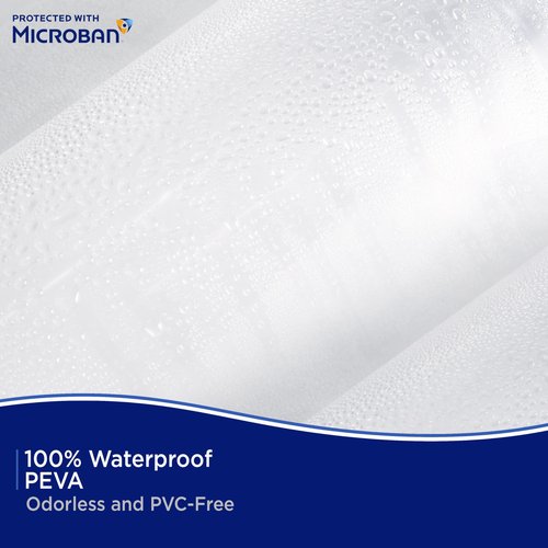 Kenney – Microban PEVA Shower Curtain Liner, Waterproof Medium-Weight Design with Rust-Resistant Metal Grommets & Weighted Magnetic Hem, 70" x 72", Clear