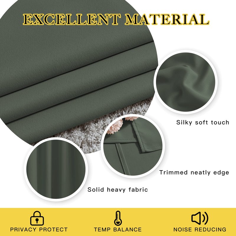 NICETOWN Privacy Blackout Doorway 80 inch Curtains, Grommet Light Blocking Window Treatments Thermal Drapes for Bedroom/Living Room, W46 x L80, 2 Panels, Dark Mallard