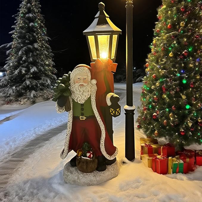 Christmas Santa Light for Xmas Party Decoration Christmas Ornament Christmas Tree Claus Santa Snowy Ground Lamp Winter with Box for Home Table Garden ATR Decor
