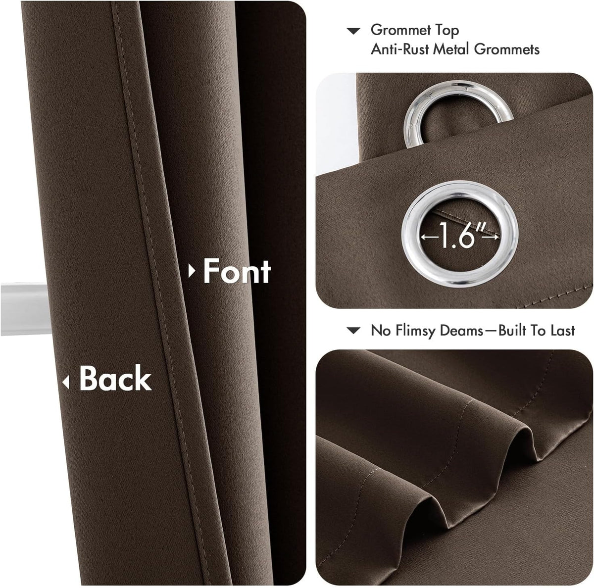 MIULEE Chocolate Brown Blackout Curtains - Thermal Insulated Room Darkening Drapes | 40 x 45 Inches, 2 Panels