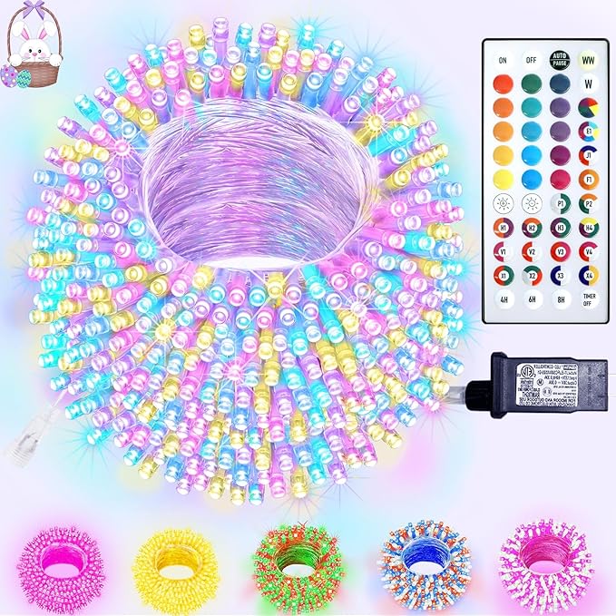 Color Changing Christmas Lights, 200 LED 35 Colors String Lights Indoor Outdoor with Remote, Waterproof Connectable Twinkle Lights Plug in for Xmas Tree Party Easter Valentine's Wedding Room Decor