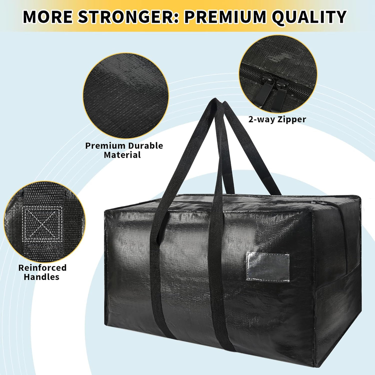 Skiennix Heavy Duty Extra Large Moving Bags - 58 Gallon Jumbo Storage with Strong Zippers & Handles | 2-Pack