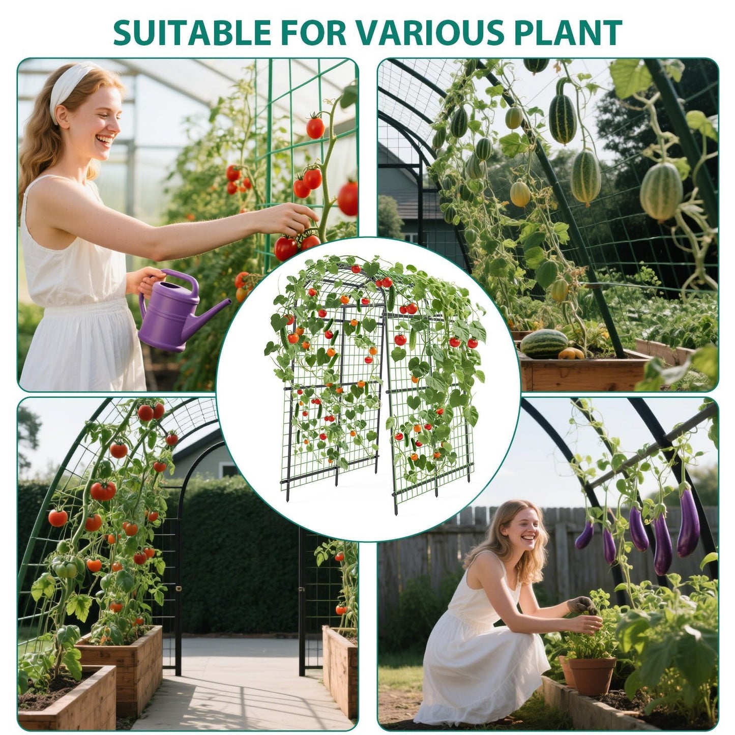 7.5FT Extra Tall Garden Arch Trellis, Polyethylene-Coated Stainless Steel Outdoor Plant Support for Climbing Flowers, Vegetables, Cucumbers, Vines | Heavy-Duty Pergola Arbor for Wedding, Party, Garden