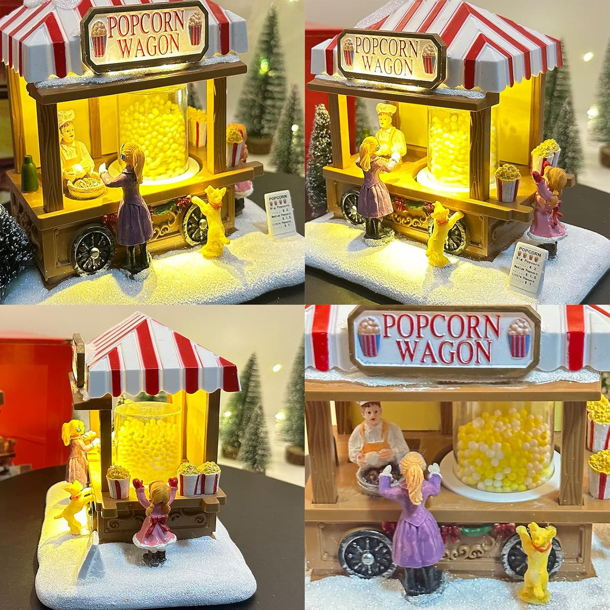 Skiennix Christmas Village Houses - LED Lighted Popcorn Village with 8 Music Features | Home Decor