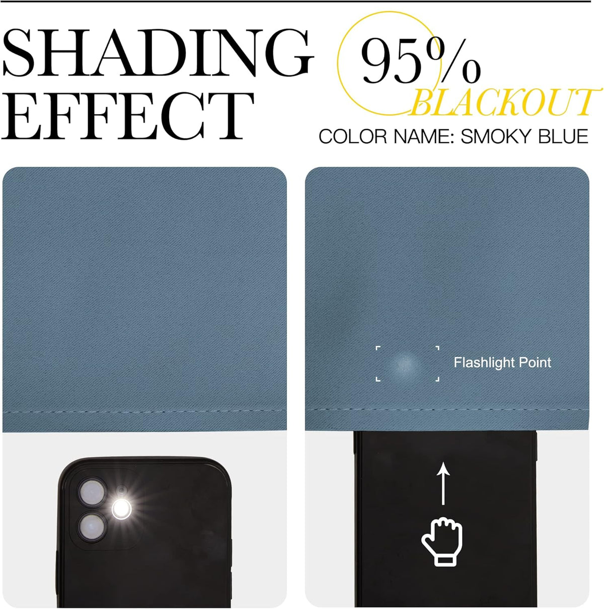 NICETOWN Smoky Blue Blackout Curtains - Thermal Insulated 84-Inch Long Drapes, 2 Panels, 34" Wide