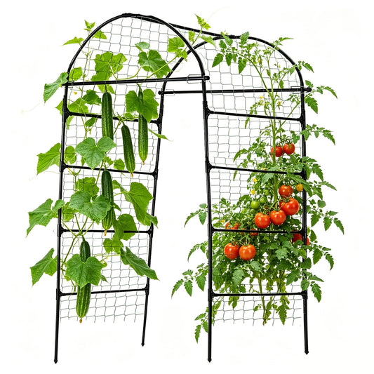 80 Inch Tall Garden Arch Trellis for Climbing Plants Outdoor, Grape Trelli Metal Vine Plants Support Flower Vegetable Tomato (Black, 33" L x 33" W x 80" H - Arch Trellis)