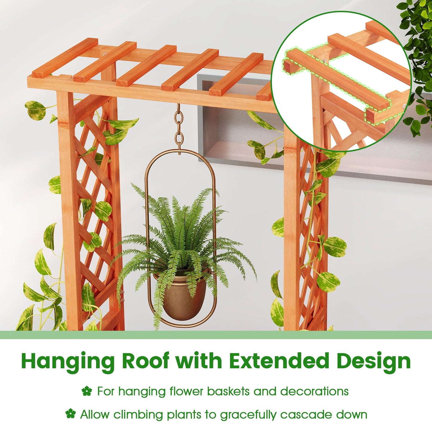 LDAILY Raised Garden Bed with Trellis, Above Ground Garden Bed with Hanging Roof, Side Trellis, & Drainage Holes, Planter Box for Outdoor Climbing Plants Vines Flowers (2, 31" L x 14" W x 60" H)
