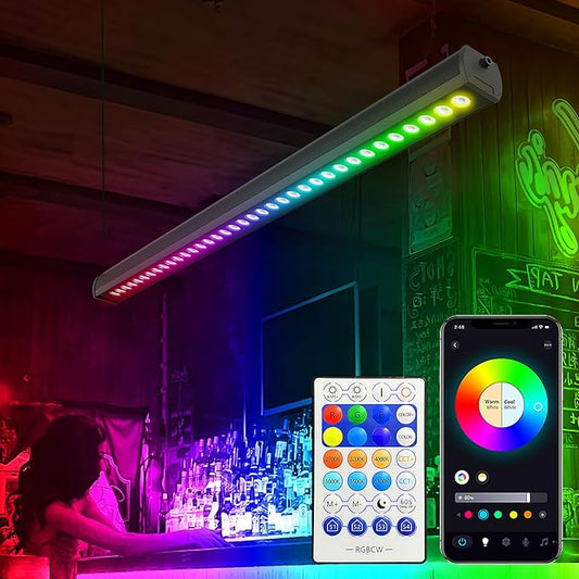 Smart LED Linear Wall Washer Light, 40 Inch Bluetooth Multi-Mount Pendant Light Versatility Hanging Fixtures, RGBCW 180W Dimmable Chandelier for Wall Washing, Adjustable Heigh