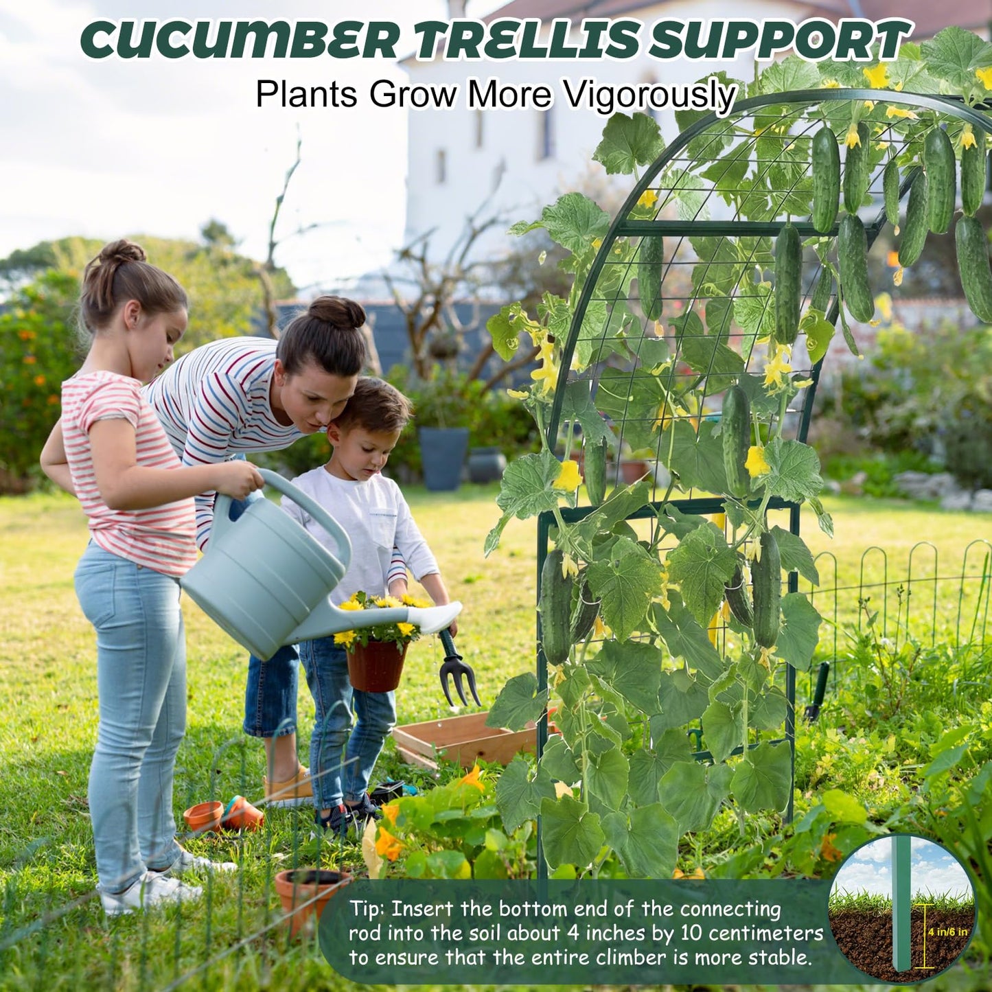 Newtay Arch Trellis for Planter Box Garden Wide Arbor Trellis Metal Arbor for Climbing Plants, Vegetables and Flowers Decorative Outdoor(Green,6 x 2 x 6 ft)