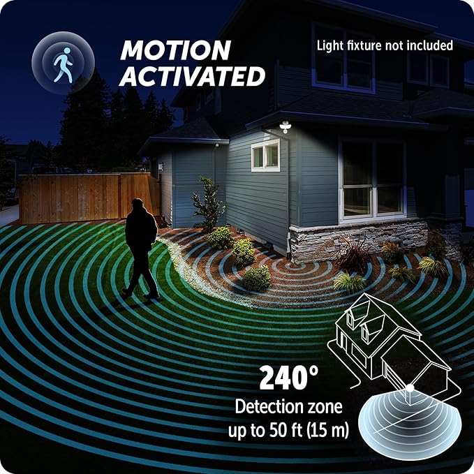 Globe Electric 17000223 240-Degree Wired Motion Activated White Outdoor Flood Light Replacement Sensor