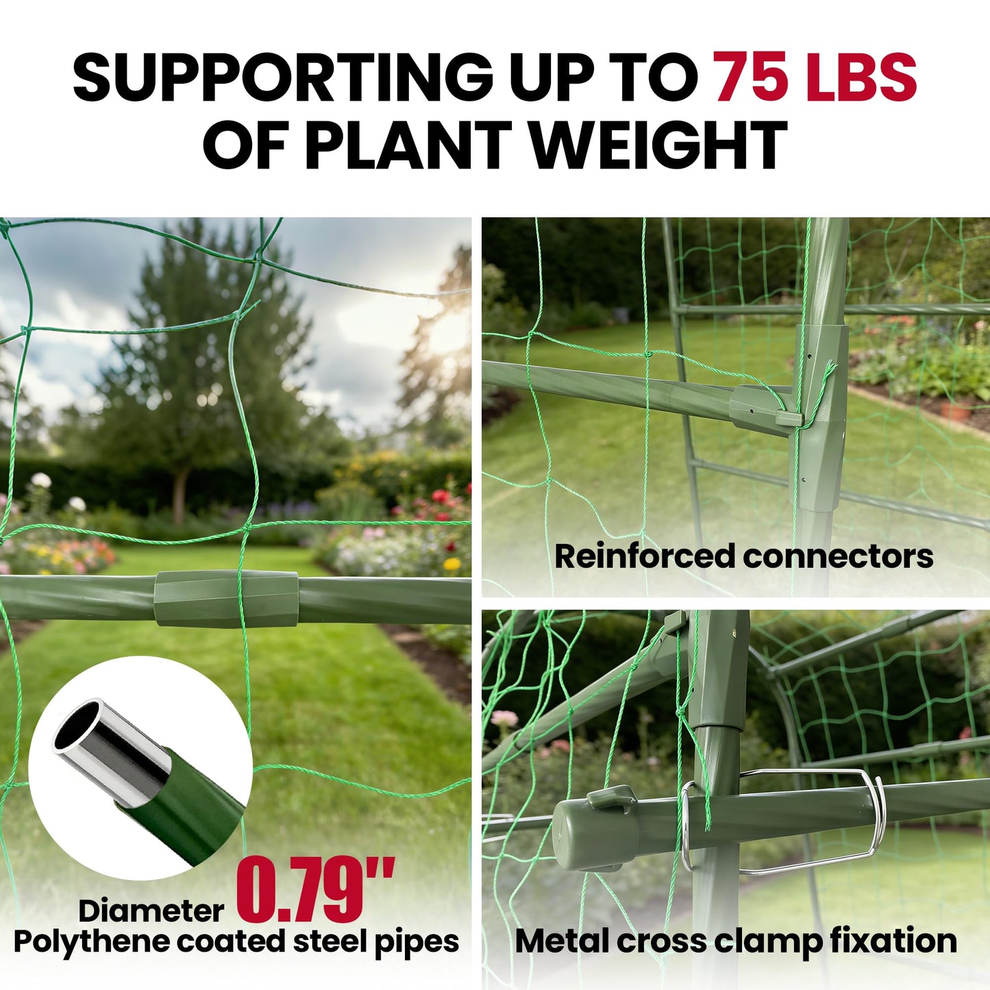 Garden Arch Trellis for Climbing Plants Outdoor, 7 Ft Tall Cucumber Trellis for Raised Bed, Metal Archway Arbor Trellis Support for Vegetables Beans Squash Peas Grape Vines Flowers