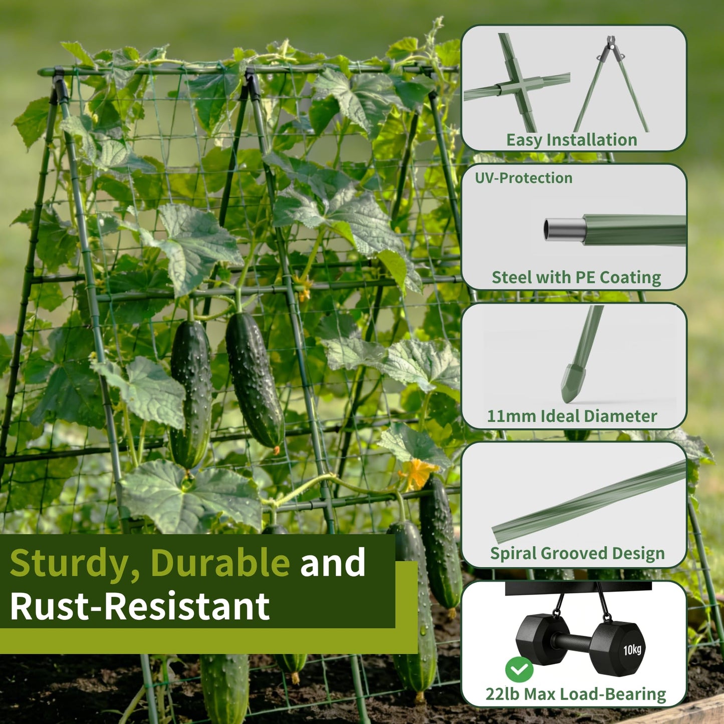 Miory Cucumber Trellis, 32"x48" 2 Pack A-Frame Trellis for Raised Bed, Garden Trellis for Climbing Plants Outdoor, Plant Support for Vegetables Vines