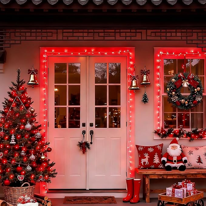 LAMPHOME 200 LED 66ft Valentines Decorative Mini Lights, Red String Lights Outdoor Valentines Day Decorations,Christmas Fairy String Lights Plug in, 16 Lighting Modes Waterproof for Tree Wedding Party