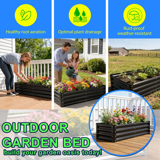 Wirewonders Yardbliss Raised Garden Bed 2 Pack 6x3x1FT, Premium Galvanized Raised Garden Bed, Large Raised Garden Bed Outdoor for Deep-Rooted Vegetables, Flowers, Green and Herbs, Black