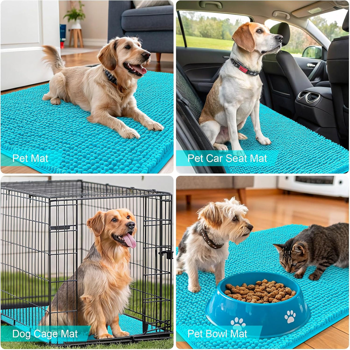 OLANLY Dog Door Mat - Absorbent Non-Slip Washable Mud Mat for Indoor Use | Aqua Blue 47x32