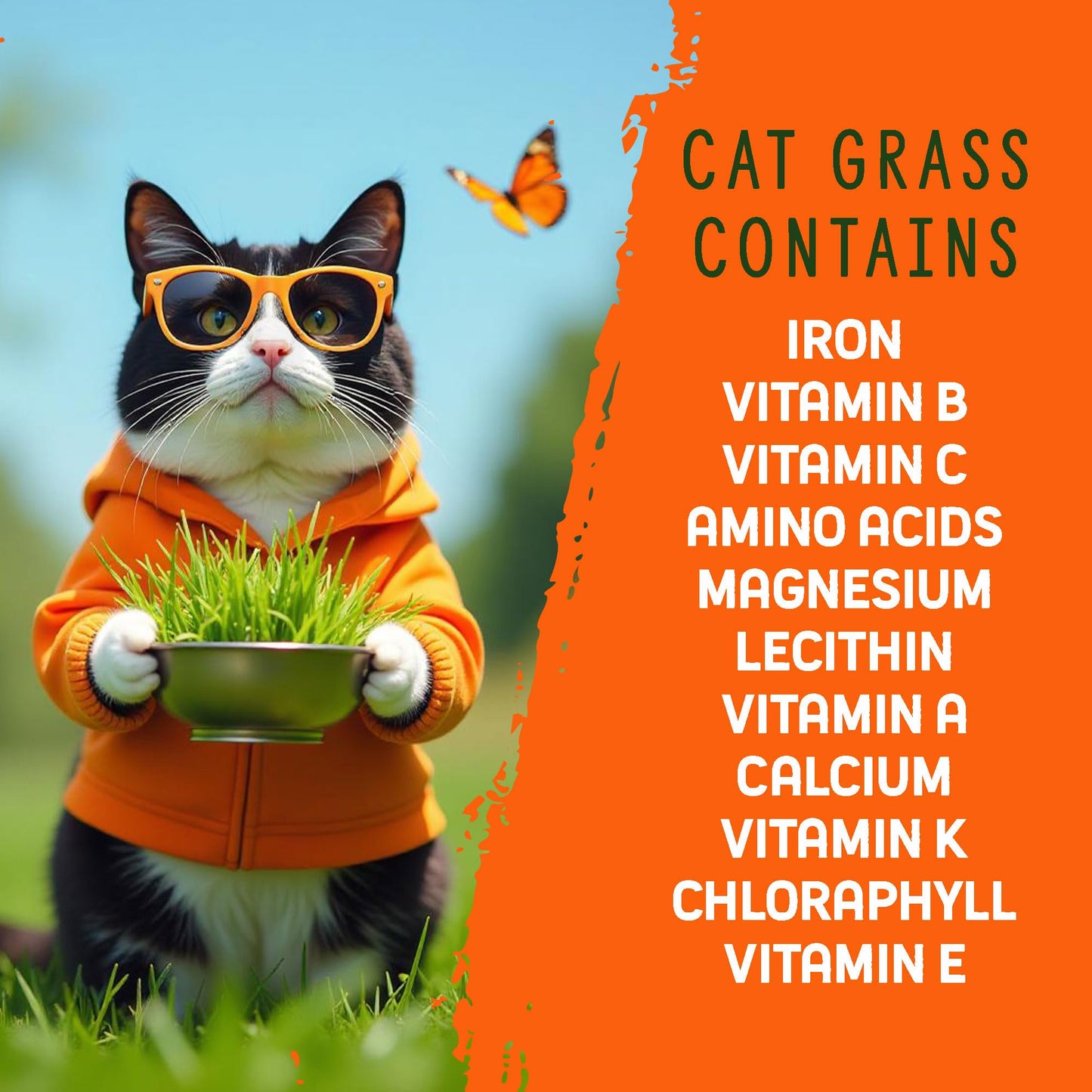 Organic Cat Grass Premium Grow Kit 4 Pack | Non GMO Mixed Heirloom Seeds | Wheatgrass - Oat Grass - Barley Grass Blend