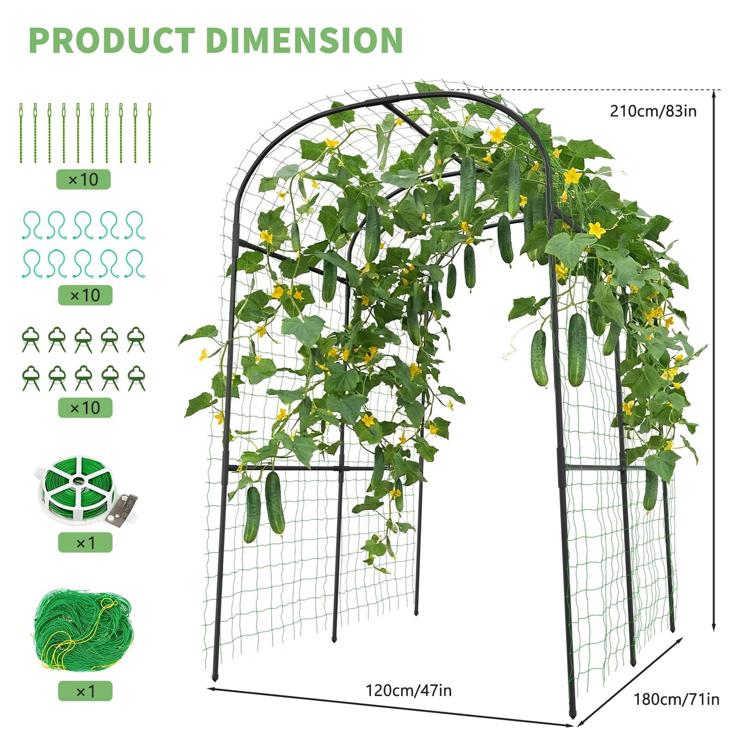 DoCred Tall Garden Arch Trellis for Climbing Plants, 83 Inch Tall Metal Plant Support Trellis Archway for Climbing Vine Vegetable/Fruit/Flower Outdoor Yard Lawn Garden Arch Tunnel Trellis