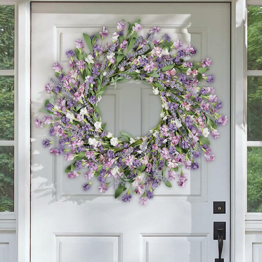 Artgar Front Door Wreath 24 Inch Spring/Summer Wreaths for Front Door, Front Door Wreaths for All Seasons for Indoor Outdoor Home Office Wall Window Wedding Farmhouse Decor (Purple)