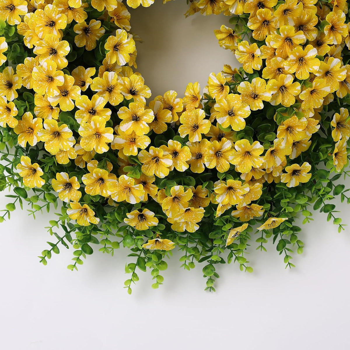 Starry Sky Morning Glory Wreath by 26" - Faux Eucalyptus Flower Decor for Spring & Summer | Yellow