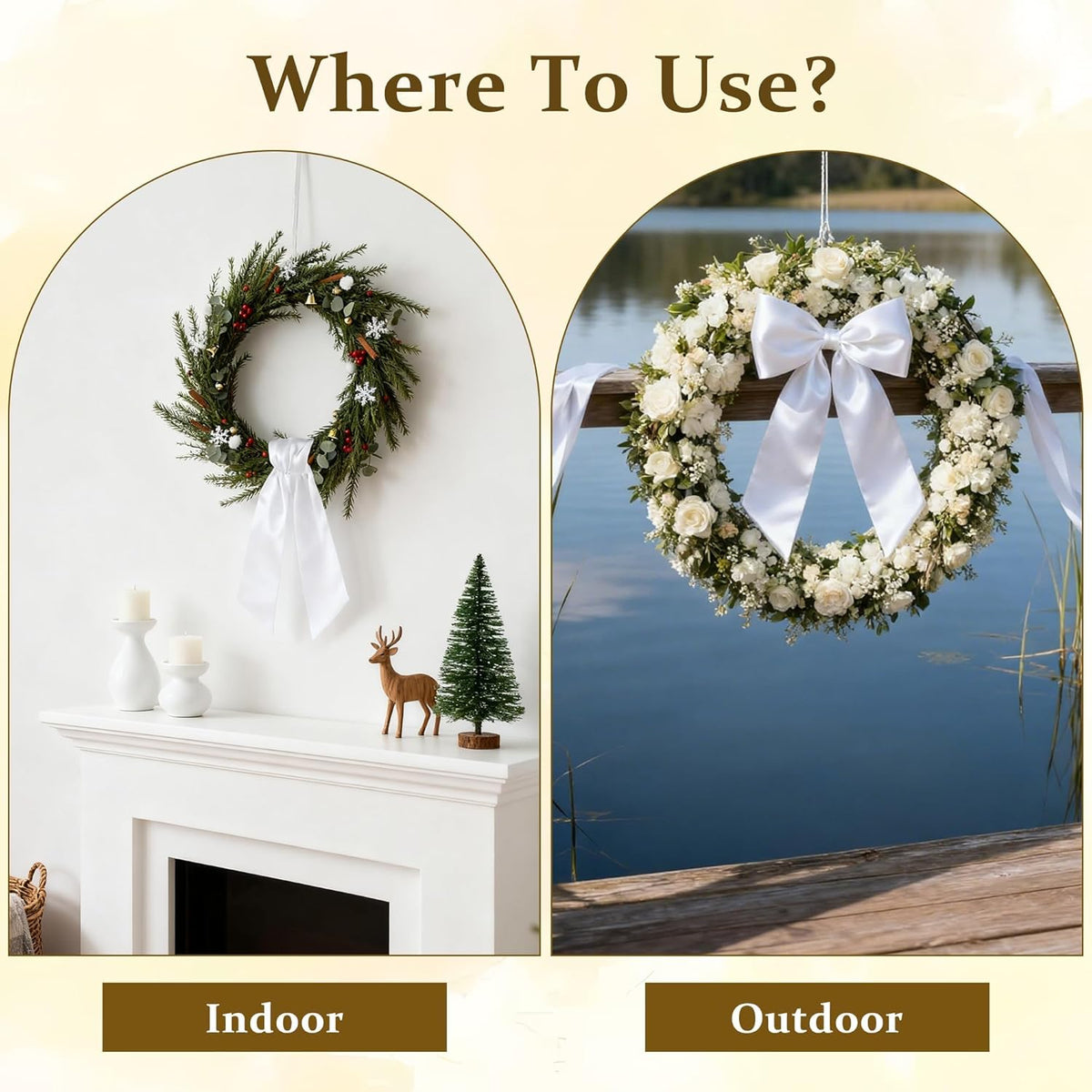 Regine Switzerland White Satin Blank Sash - Perfect for Wedding Embroidery & Holiday Decor | 2 Pieces