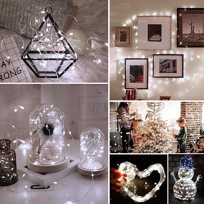 ZGWJ Fairy Lights Battery Operated, 24 Pack White Twinkle String Lights 20 LED 7FT Mason Jar Lighting Waterproof for Bedroom, Halloween, Christmas, Party Indoor and Outdoor Decoration