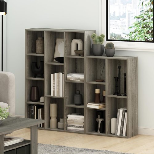Furinno LUDER Bookshelf - 5-Cube Reversible Bookcase in French Oak | Easy Assembly for Living Room, Bedroom, Home Office