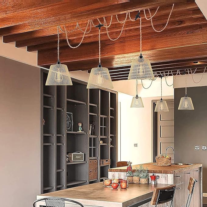 3-Light Hanging Light with Plug in Cord,Plug in Pendant Light 22ft Hemp Rope Pendant Lighting Vintage 3-Light Hanging Lamp Fixtures for Kitchen Island Living Room Bedroom
